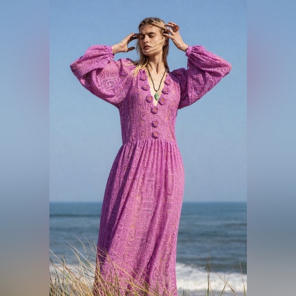Alix Of Bohemia Dresses & Skirts - Alix of Bohemia Celeste Fig Crochet Lace Maxi Dress Orchid Small NWT